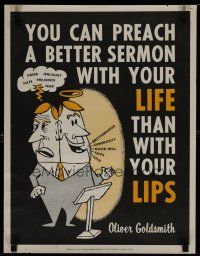 5x377 NATIONAL RESEARCH BUREAU 712 17x22 motivational poster '60s preach w/your life, not lips!
