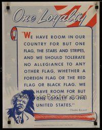 5x380 NATIONAL RESEARCH BUREAU 87 17x22 motivational poster '60s Roosevelt, one flag, one loyalty!
