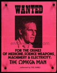 5x551 OMEGA MAN special 15x19 '71 close up of Charlton Heston, wanted for crimes of science!