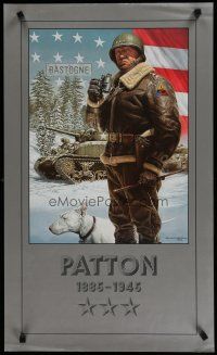 5x436 PATTON 1885 - 1945 special 18x30 '83 great art of the General with his dog!