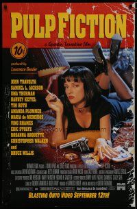 5x651 PULP FICTION video poster '94 Quentin Tarantino, sexy Uma Thurman smoking in bed!