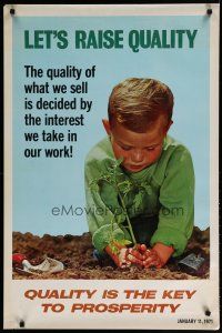 5x386 QUALITY IS THE KEY TO PROSPERITY 24x37 motivational poster '71 boy planting tomatoes!
