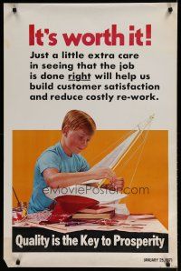 5x387 QUALITY IS THE KEY TO PROSPERITY 24x37 motivational poster '70 kid w/sailboat!