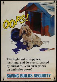 5x390 SAVING BUILDS SECURITY 24x36 motivational poster '70 wacky image of dog & spilled paint!