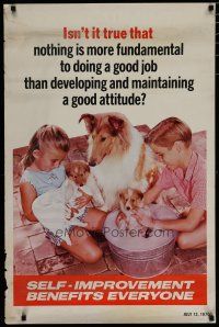 5x393 SELF-IMPROVEMENT BENEFITS EVERYONE 24x37 motivational poster '70 kids washing collie pups!