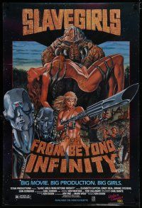 5x654 SLAVE GIRLS FROM BEYOND INFINITY video poster '87 wild sci-fi art of sexy girl w/huge gun!