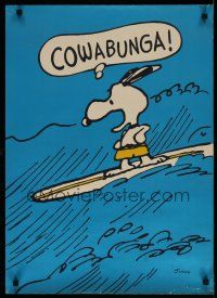 5x576 SNOOPY special 20x28 '80s great cartoon drawing of beagle surfing, cowabunga!