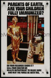 5x587 STAR WARS HEALTH DEPARTMENT POSTER special 14x22 '79 C3P0 & R2D2 check kid's immunizations!