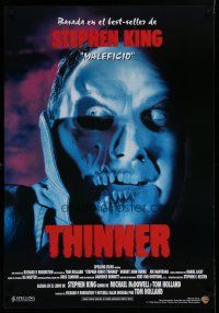 5x660 THINNER Spanish video poster '96 Stephen King horror, creepy image of decaying face!