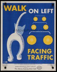 5x598 WALK ON THE LEFT FACING TRAFFIC special 17x22 '58 Poswalk art of cat walking by roadway!