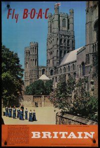 5x090 BOAC BRITAIN travel poster '70s cool image of Ely Cathedral, Cambridgeshire!