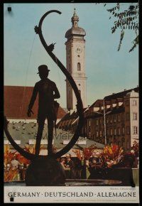 5x133 GERMANY German travel poster '67 Munchen, image of fountain & church tower!