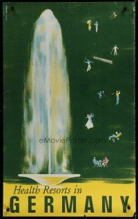 5x135 HEALTH RESORTS IN GERMANY travel poster '50s Dorland art of water fountain!