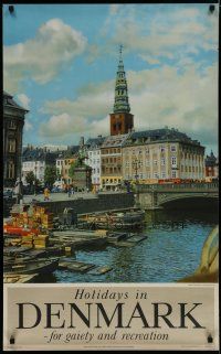 5x121 HOLIDAYS IN DENMARK Danish travel poster '60s Kostich photo of canal in Copenhagen!