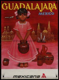 5x094 MEXICANA GUADALAJARA MEXICO Mexican travel poster '60s cute Amendolla art of little girl!