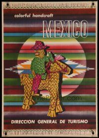 5x128 MEXICO Mexican travel poster '50s cool artwork of colorful handcraft goods!