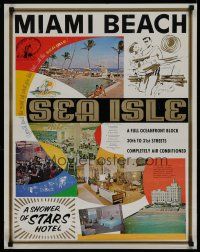 5x117 SEA ISLE MIAMI BEACH travel poster '50s a shower of stars hotel!