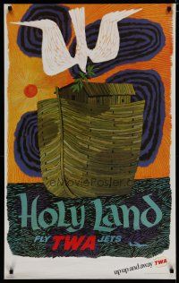 5x037 TWA HOLY LAND travel poster '60s art of dove & Noah's Ark by David Klein!