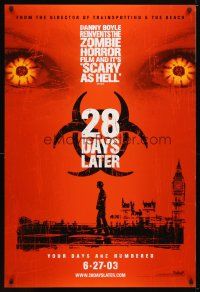 5y004 28 DAYS LATER teaser DS 1sh '03 Danny Boyle, Cillian Murphy vs. zombies in London!