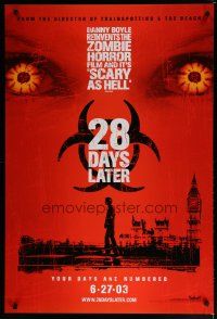 5y003 28 DAYS LATER teaser 1sh '03 Danny Boyle, Cillian Murphy vs. zombies in London!