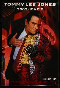 5y074 BATMAN FOREVER advance DS 1sh '95 Tommy Lee Jones as Two-Face!