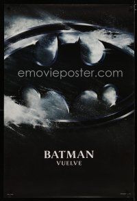 5y078 BATMAN RETURNS Spanish/U.S. teaser 1sh '92 Michael Keaton, DeVito, Michelle Pfeiffer, Burton!