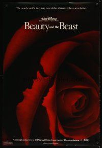 5y089 BEAUTY & THE BEAST advance DS 1sh R02 Walt Disney cartoon classic, art of cast in rose!