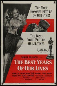 5y098 BEST YEARS OF OUR LIVES style A 1sh R54 directed by William Wyler, sexy Virginia Mayo!