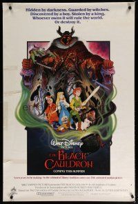 5y103 BLACK CAULDRON advance 1sh '85 first Walt Disney CG, cool fantasy art by P. Wensel!
