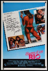 5y108 BLAME IT ON RIO 1sh '84 Demi Moore, Michael Caine, super sexy postcard image!