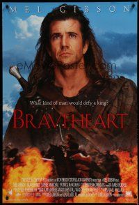 5y121 BRAVEHEART style B int'l DS 1sh '95 cool image of Mel Gibson as William Wallace!