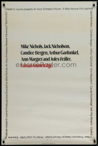 5y137 CARNAL KNOWLEDGE 1sh '71 Jack Nicholson, Candice Bergen, Art Garfunkel, Ann-Margret!