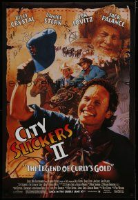 5y159 CITY SLICKERS 2 advance DS 1sh '94 art of Billy Crystal, Jon Lovitz, Jack Palance!