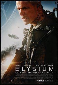 5y253 ELYSIUM advance DS 1sh '13 sci-fi action, cool image of Matt Damon!