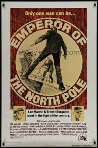 5y257 EMPEROR OF THE NORTH POLE 1sh '73 Lee Marvin, Ernest Borgnine, cool action art!
