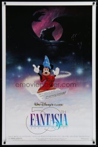 5y275 FANTASIA DS 1sh R90 great image of Sorcerer's Apprentice Mickey Mouse, Disney classic!