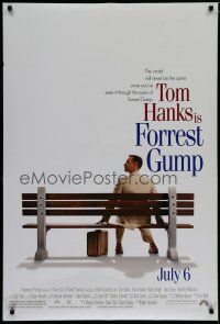 5y294 FORREST GUMP advance DS 1sh '94 Tom Hanks waiting for the bus, Robert Zemeckis!