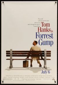 5y293 FORREST GUMP advance 1sh '94 Tom Hanks waiting for the bus, Robert Zemeckis!