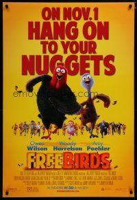 5y298 FREE BIRDS advance DS 1sh '13 hang on to your nuggets, wacky image of turkeys!