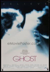 5y315 GHOST 1sh '90 classic romantic close up of dead Patrick Swayze & sexy Demi Moore!