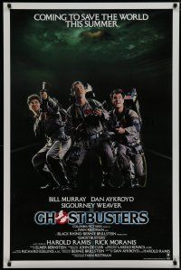 5y317 GHOSTBUSTERS advance 1sh '84 Bill Murray, Aykroyd & Harold Ramis are here to save the world!