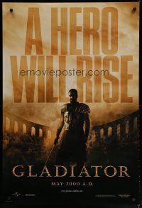 5y323 GLADIATOR teaser DS 1sh '00 a hero will rise, Russell Crowe, directed by Ridley Scott!