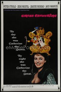 5y341 GREAT CATHERINE 1sh '68 Peter O'Toole, image of sexy Jeanne Moreau in wacky crown!