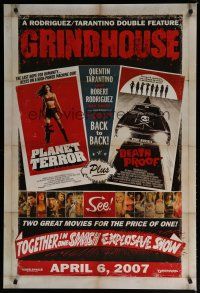 5y345 GRINDHOUSE advance DS 1sh '07 Rodriguez & Tarantino, Planet Terror & Death Proof!