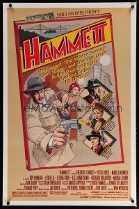5y352 HAMMETT 1sh '82 Wim Wenders directed, Frederic Forrest, really detective art by Garland!