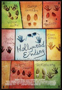 5y376 HOLLYWOOD ENDING DS 1sh '02 Woody Allen, concrete shoe & hand imprints of main cast!