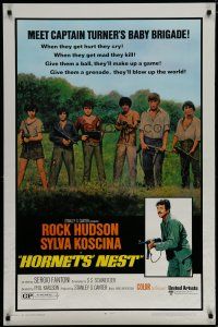 5y378 HORNETS' NEST 1sh '70 Rock Hudson, great art of cast with guns!
