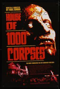 5y384 HOUSE OF 1000 CORPSES 1sh '03 Rob Zombie directed, creepy close-up horror image!