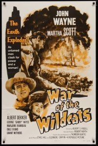 5y397 IN OLD OKLAHOMA 1sh R59 John Wayne, Martha Scott, cool artwork, War of the Wildcats!