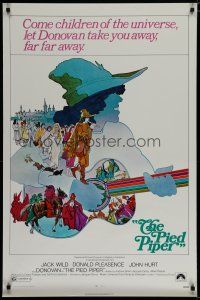 5y587 PIED PIPER 1sh '72 directed by Jacques Demy, cool art of Donovan playing guitar!